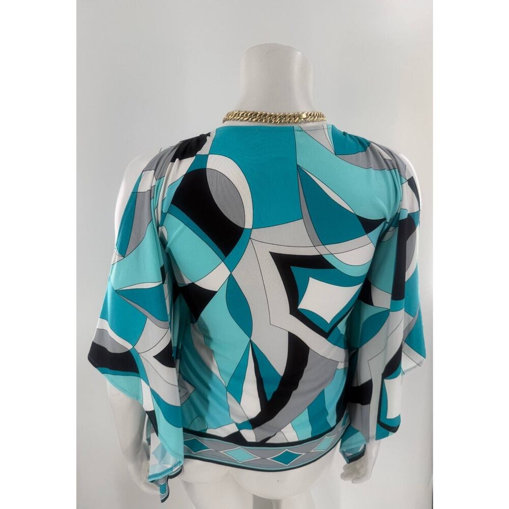 Michael Kors Blouse Top Womens Small Blue Stretch Cold Shoulder Round Neck - Picture 5 of 6